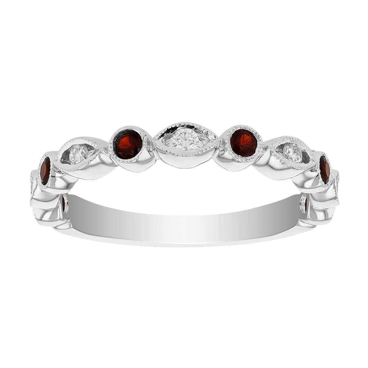 Garnet band deals ring white gold