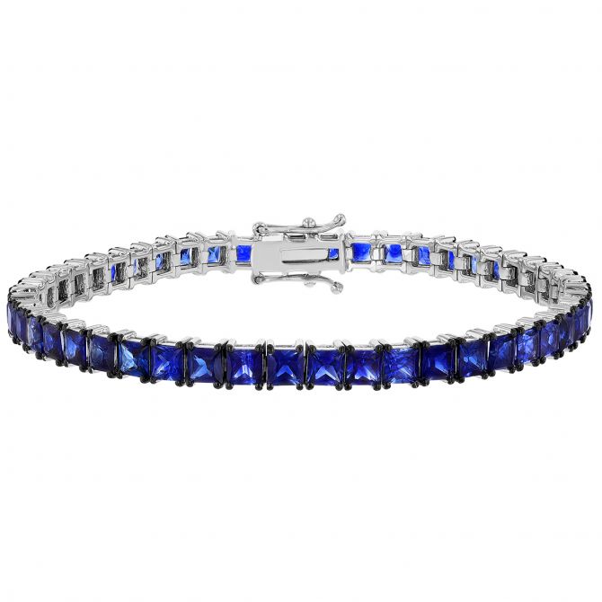 Princess Cut Sapphire Tennis Bracelet in White Gold