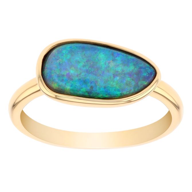 Freeform Opal Bezel Set Ring in Yellow Gold