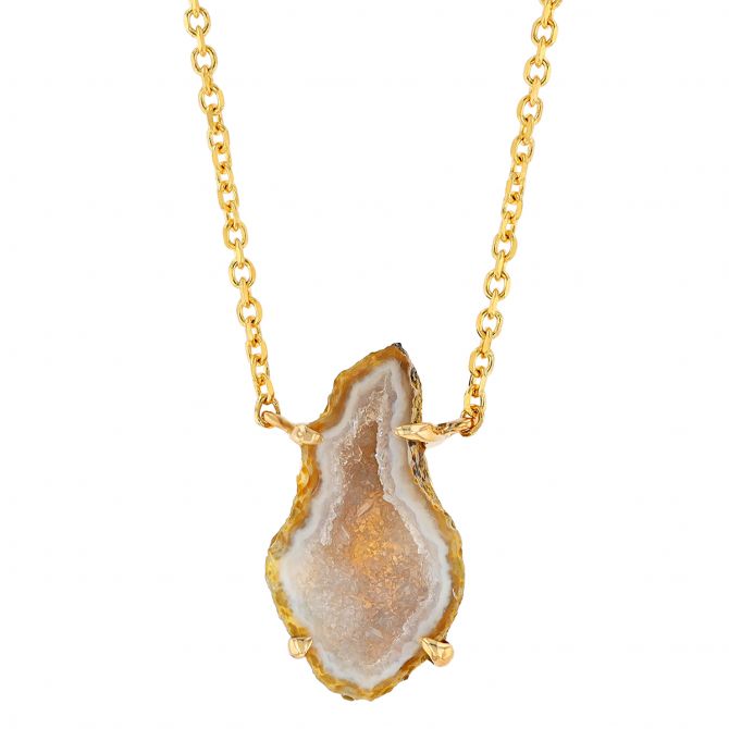 Freeform Geode Pendant in Yellow Gold