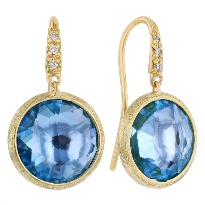 Upside Down Diamond Drop Earrings in Yellow Gold