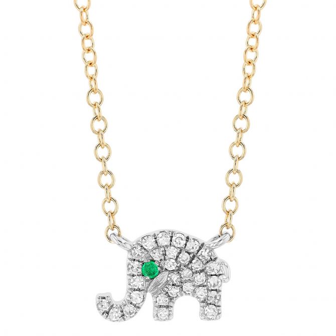 Diamond elephant necklace sale white gold