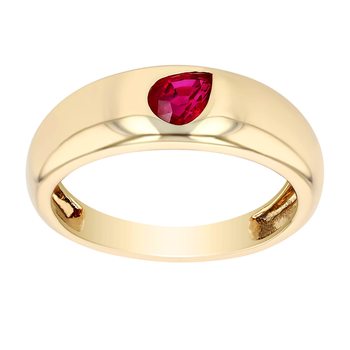 Pear Shaped Ruby Flush Set Ring in Yellow Gold Borsheims