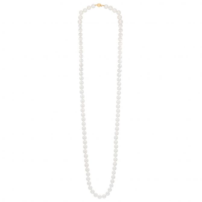 TARA Pearls White Cultured Pearl Necklace with Yellow Gold Clasp, 30"