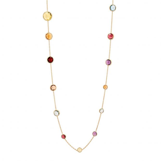 Marco Bicego Jaipur Mixed Gemstone Station Necklace in Yellow Gold, 36"