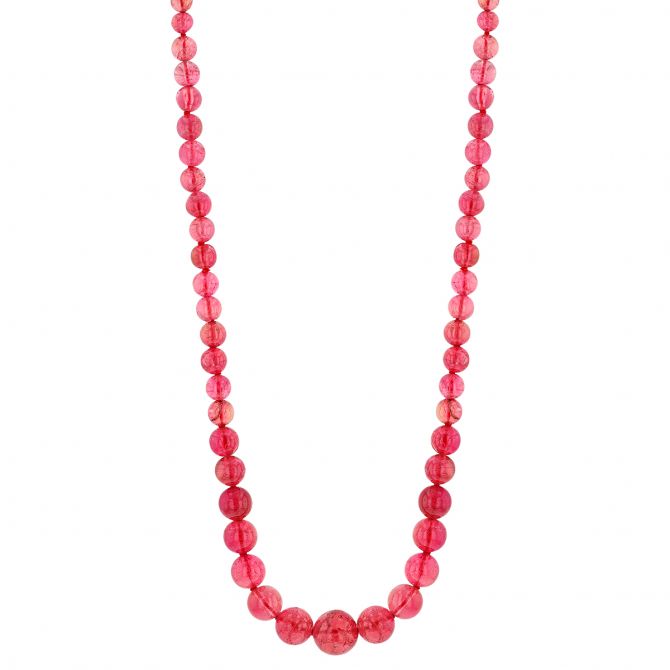 TARA Pearls Pink Tourmaline Bead Strand Necklace in White Gold, 18"