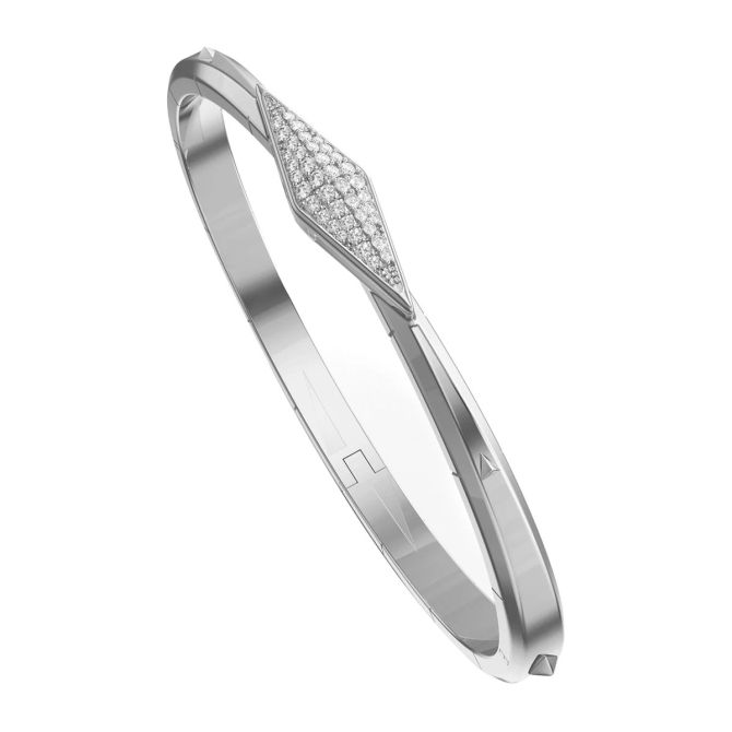 Monica Rich Kosann Points North White Sapphire Bangle Bracelet in Sterling Silver