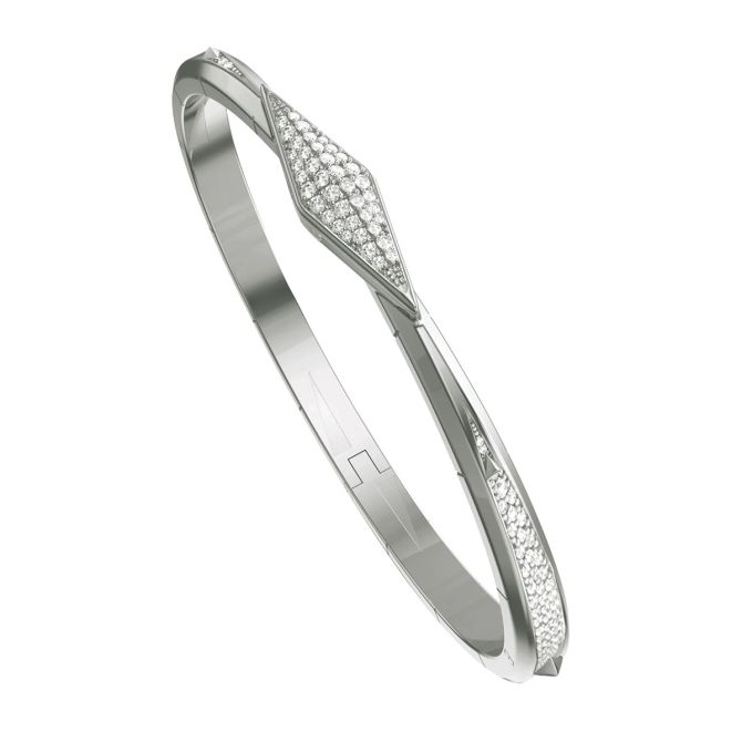 Monica Rich Kosann Points North White Sapphire Pave Bangle Bracelet in Sterling Silver