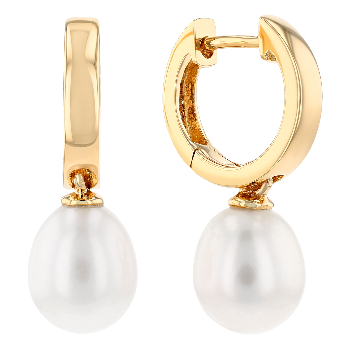 Freshwater Cultured Pearl Dangle Hoop Earrings in Yellow Gold | Borsheims