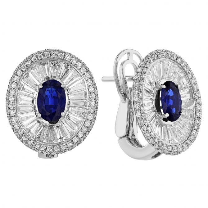 Silver Toned Oval shape Drop Earrings, Rhodium-Plated has white Artificial shops Diamonds