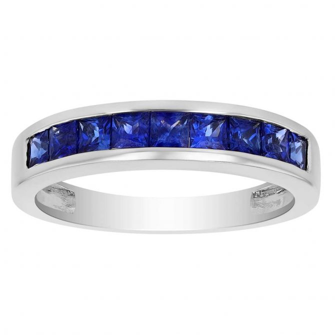 Princess Cut Sapphire Channel Set Ring in White Gold