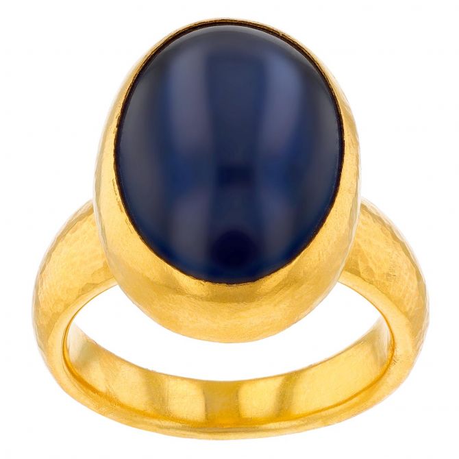 Gurhan Oval Cabochon Labradorite Bezel Set Ring in Yellow Gold