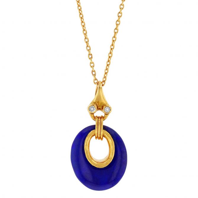 Gurhan Lapis Lazuli Pendant in Yellow Gold with Diamond Accents, 18"