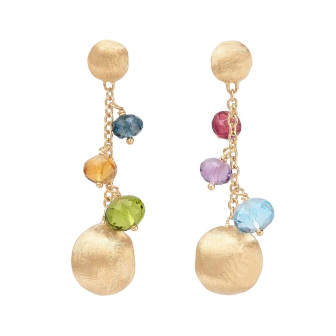 Marco Bicego Africa Mixed Gemstone Dangle Earrings in Yellow Gold