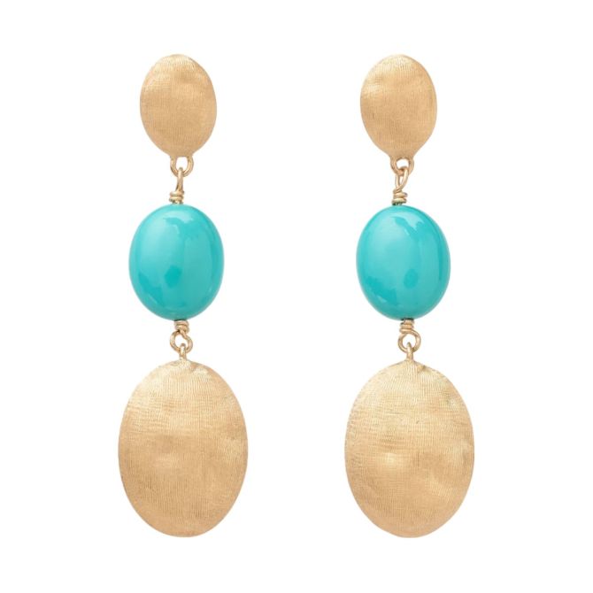 Marco Bicego Siviglia Oval Cabochon & Yellow Gold Dangle Earrings