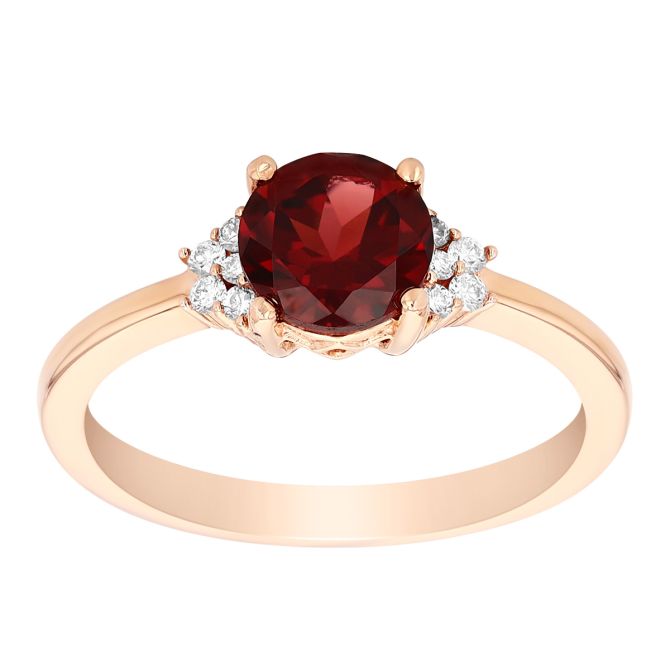 Doves Round Garnet & Diamond Cluster Ring in Rose Gold