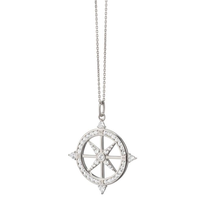 Monica Rich Kosann White Sapphire & Rock Crystal Quartz Adventure Pendant in Sterling Silver, 17"