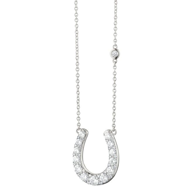 Monica Rich Kosann White Sapphire Horseshoe Pendant in Sterling Silver, 18"