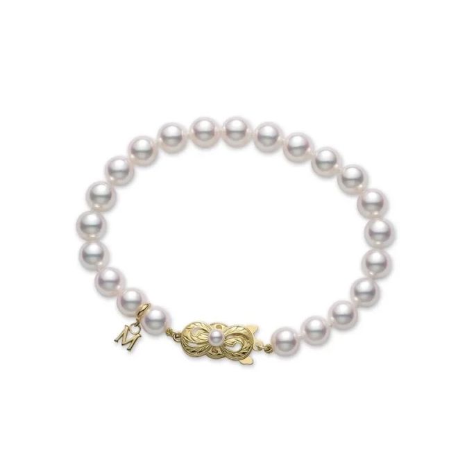 Mikimoto Akoya Cultured Pearl Bracelet in Yellow Gold, 7", 6-6.5 mm