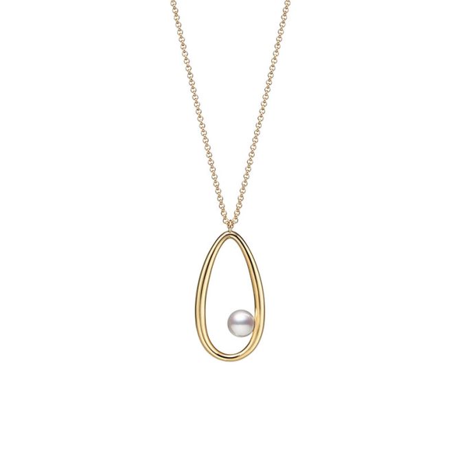 Mikimoto Moon Dew Akoya Cultured Pearl Open Teardrop Pendant in Yellow Gold, 24"