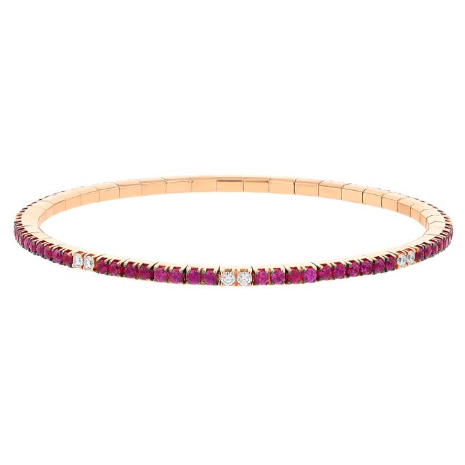 Demeglio Extensible Ruby & Diamond Station Stretch Tennis Bracelet in Rose Gold