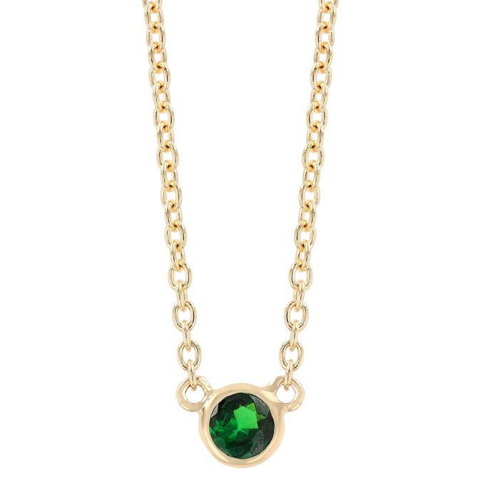 Bezel Set Round Tsavorite Garnet Solitaire Pendant in Yellow Gold