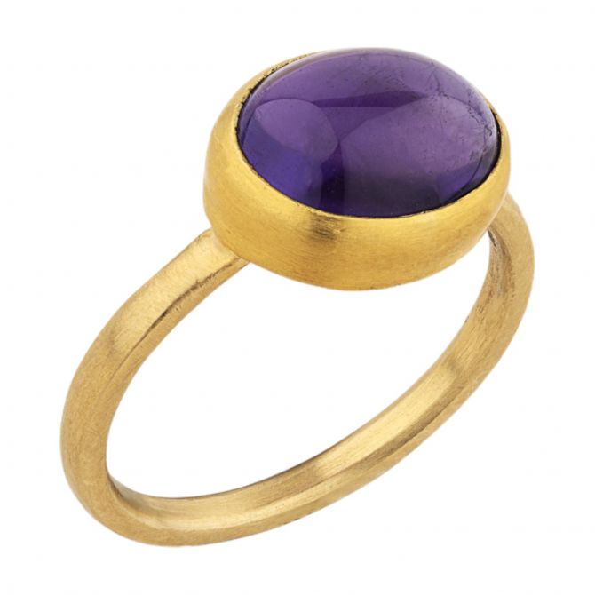 Lika Behar Jellybonbon Oval Cabochon Amethyst Bezel Set Ring in Yellow Gold