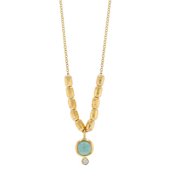 Marika Tourmaline & Diamond Beaded Necklace in Yellow Gold