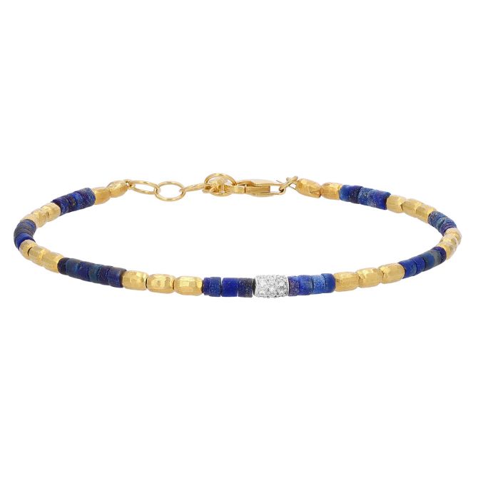 Marika Yellow Gold, Lapis Lazuli and Diamond Bead Bracelet