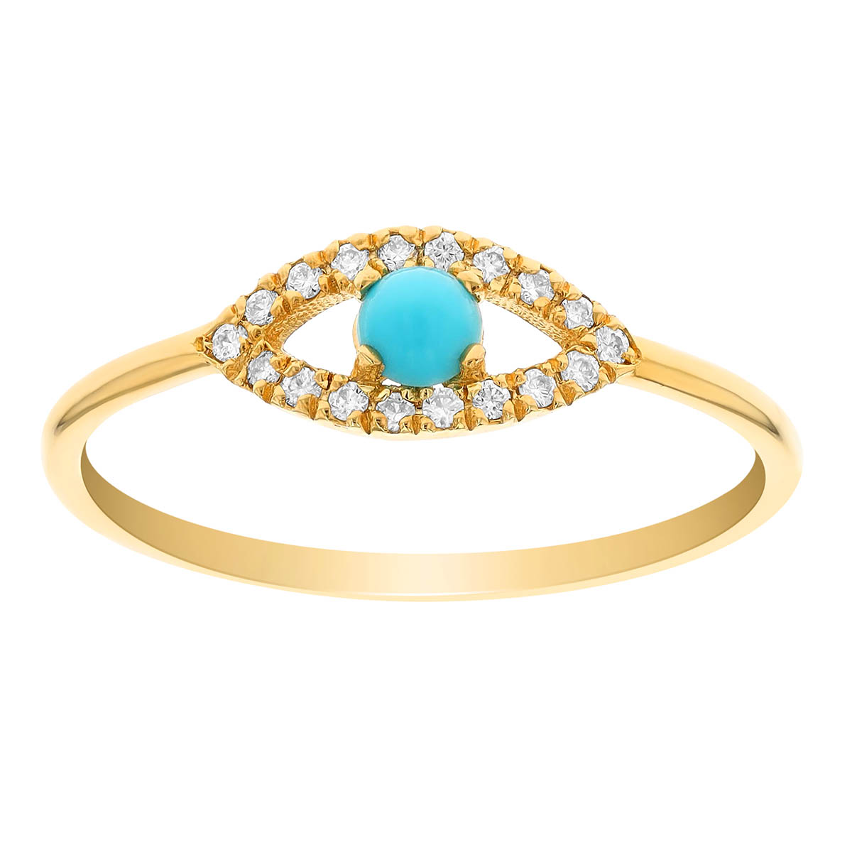 JOHNNY store WAS Evil Eye turquoise bohemian boho 14K gold plate over brass ring 7 NEW