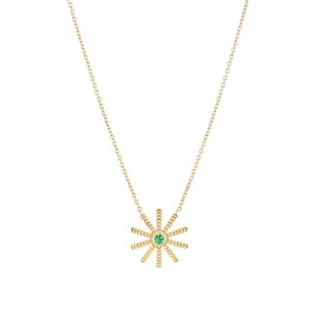 Harwell Godfrey Emerald Tiny Sunflower Pendant in Yellow Gold