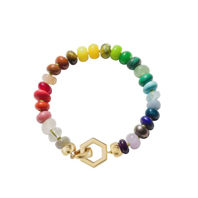 Harwell Godfrey Rainbow Bead Foundation Bracelet in Yellow Gold, 7"