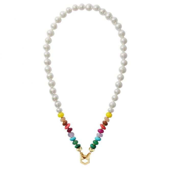 Harwell Godfrey Rainbow Bead & Pearl Foundation Necklace in Yellow Gold, 18"