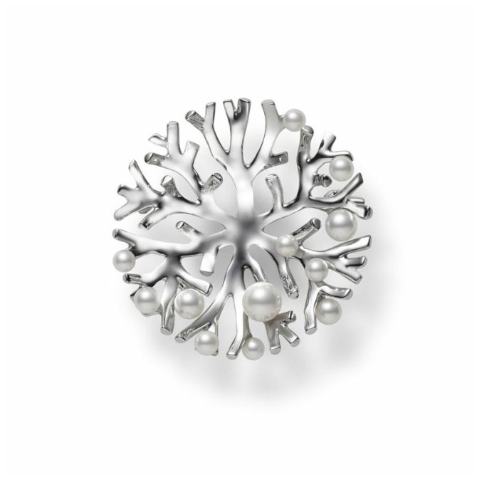 Mikimoto Splash Akoya Cultured Pearl Pin in White Gold