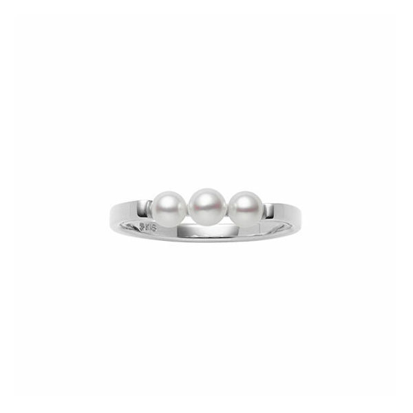 Mikimoto Akoya Cultured Pearl Trio Ring in White Gold