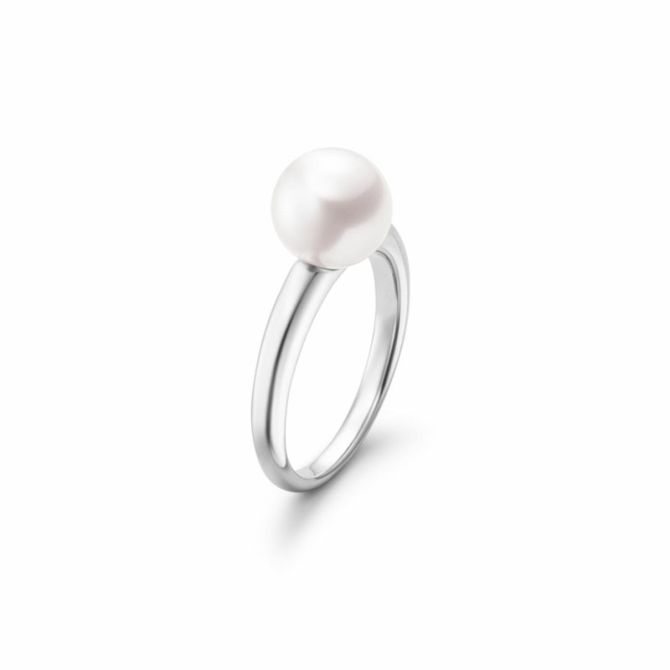 Mikimoto Akoya Cultured Pearl Solitaire Ring in White Gold