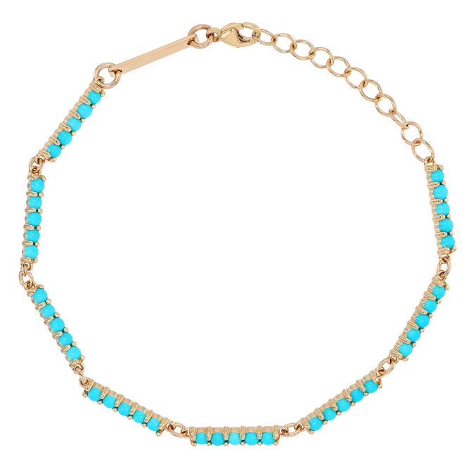 Zoe Chicco Turquoise Bar Bracelet in Yellow Gold, 7"