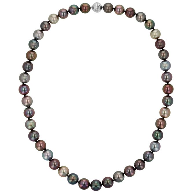 TARA Pearls Tahitian South Sea Cultured Pearl Strand Necklace with White Gold Clasp, 17.5", 9-9.9 mm