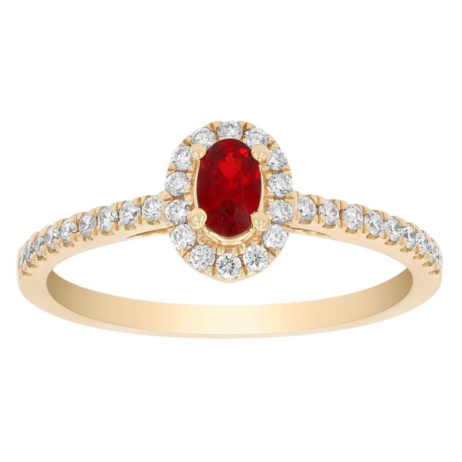 Oval Ruby & Diamond Ring in Yellow Gold