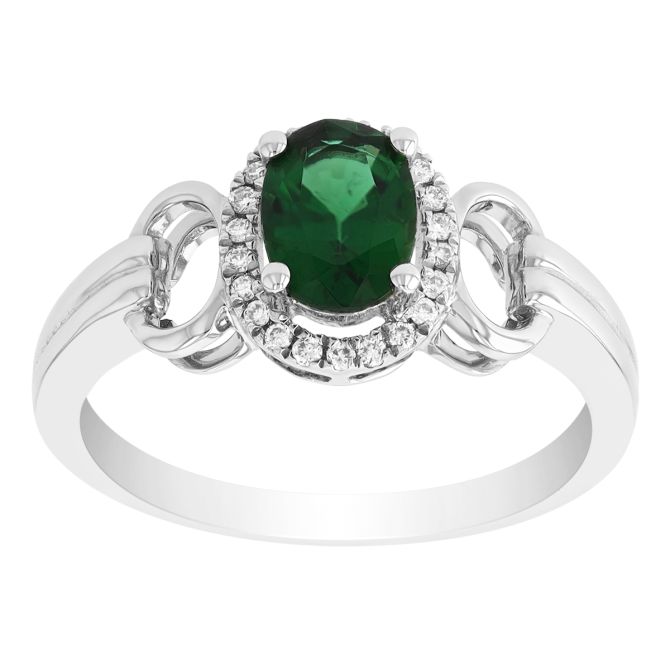 Oval Chrome Tourmaline & Diamond Ring in White Gold