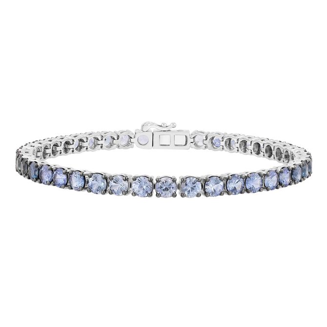 Ombre Blue Sapphire Tennis Bracelet in White Gold, 7"