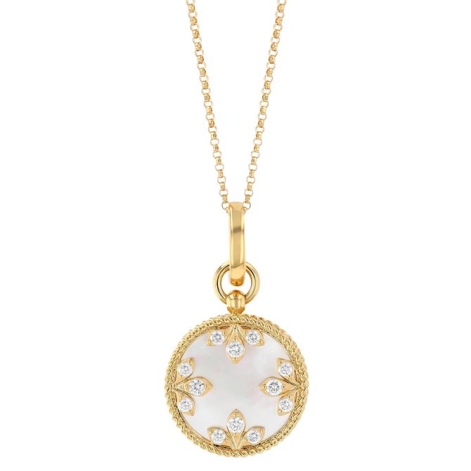 Roberto Coin Diamond & Mother of Pearl Medallion Pendant in Yellow Gold, 18"