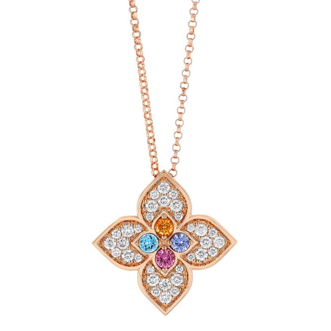 Roberto Coin Venetian Princess Carnevale Multiple Gemstone & Diamond Pave Pendant in Rose Gold, 17"