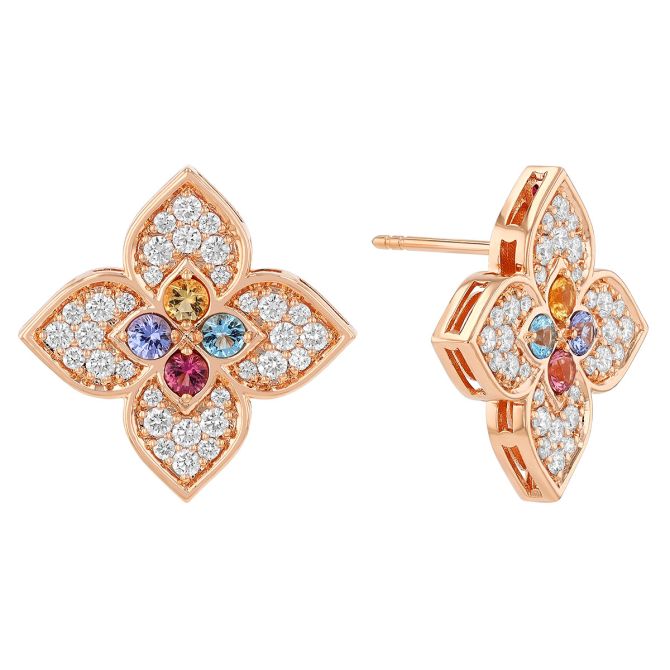 Roberto Coin Venetian Princess Topaz, Citrine, Sapphire, Tanzanite, & Diamond Earrings in Yellow Gol