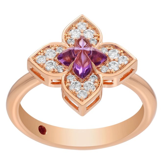 Roberto Coin Venetian Princess Carnevale Amethyst & Diamond Ring in Rose Gold