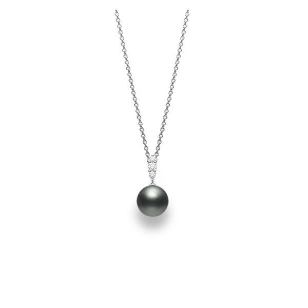 Mikimoto Morning Dew Tahitian South Sea Cultured Pearl & Diamond Pendant in White Gold, 18"