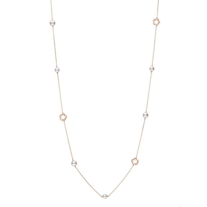 Mikimoto Cherry Blossom Akoya Cultured Pearl Flower Station Necklace in Rose Gold, 31.5"