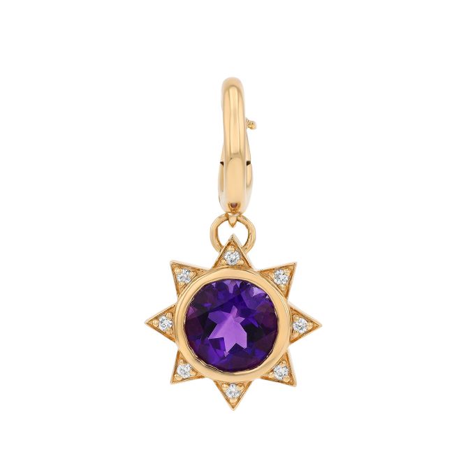 Harwell Godfrey Supernova Amethyst Sun Charm in Yellow Gold