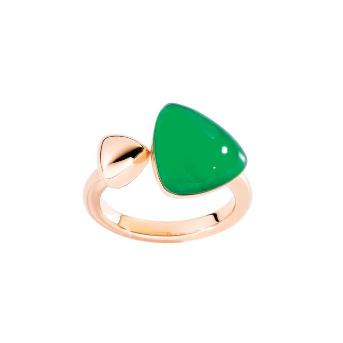 Vhernier Freccia Trillion Jade & Rock Crystal Quartz Ring in Yellow Gold