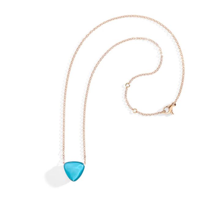 Vhernier Freccia Trillion Turquoise & Rock Crystal Quartz Necklace in Yellow Gold, 16"